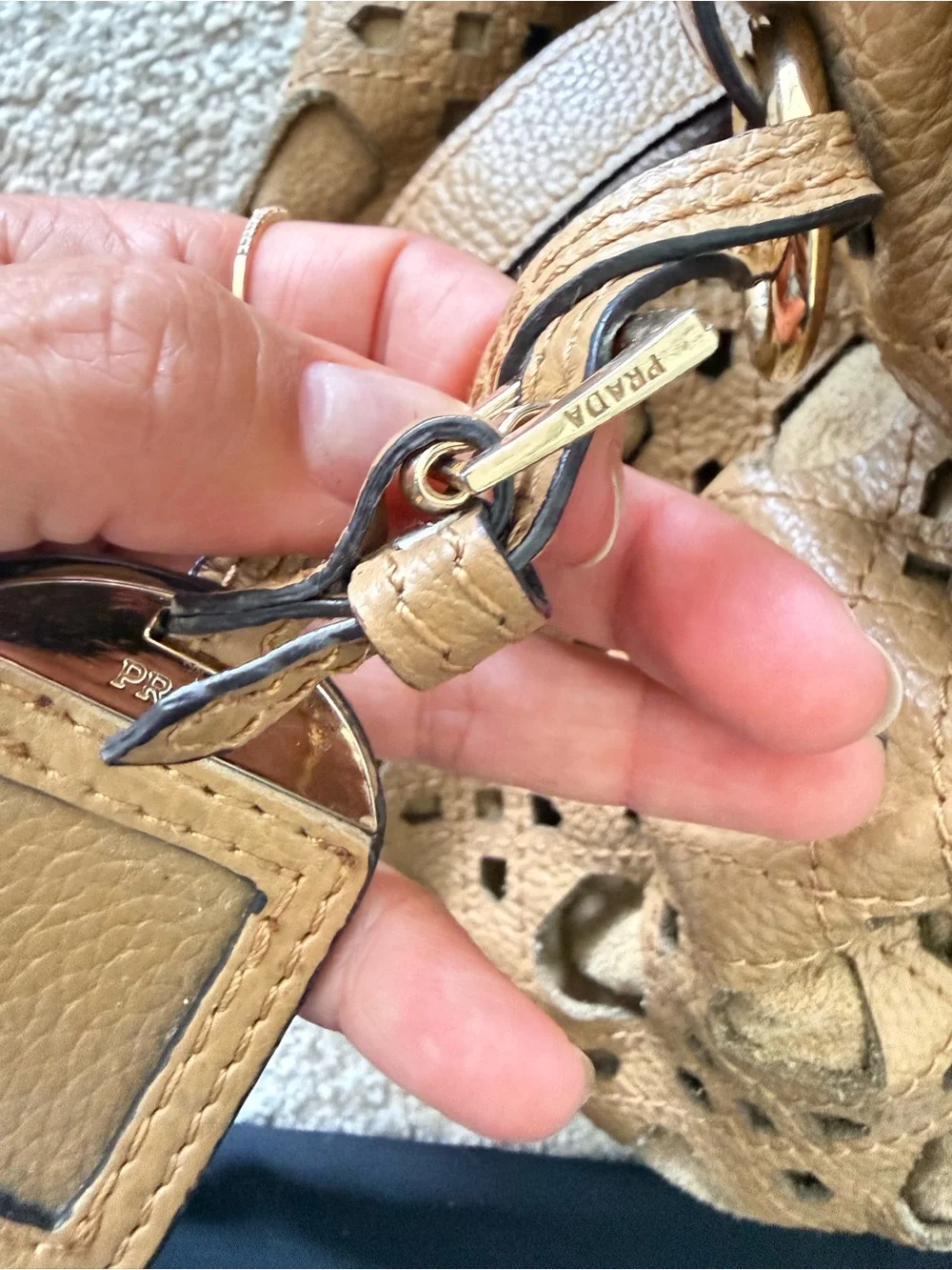 Prada tan leather